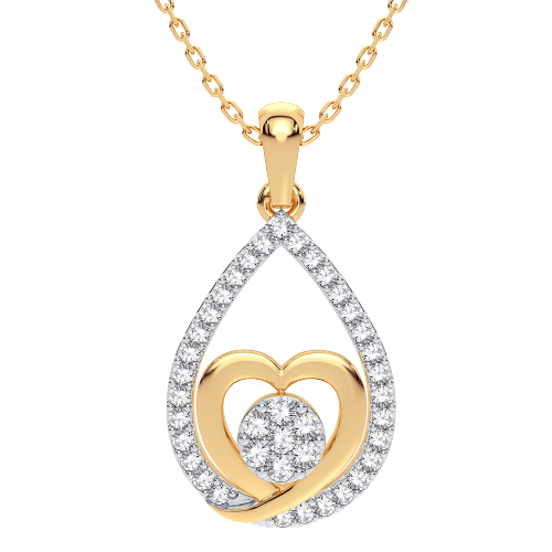 14k 0.25 ct TW round diamond heart cluster pendant with 18