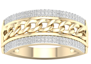 10K men's Maimi Cuban diamond ring 0.33ct diamond