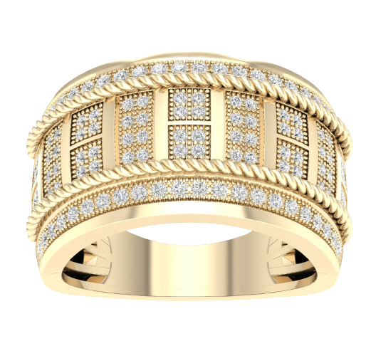 10K men's diamond ring 0.33ct diamond with rope design