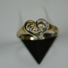Load image into Gallery viewer, R0021: 10k heart and mom diamond ring. With 0.02ct