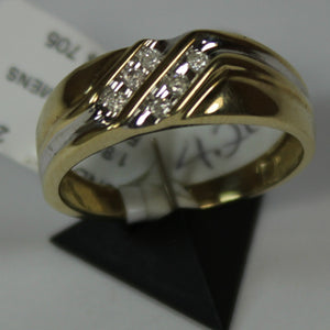 R0521: 10k two tone men's wedding band with 0.12ct of diamond