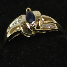 Load image into Gallery viewer, 10k lady promise ring with genuine sapphire and 0.05ct of diamond