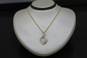 FS1015: 10k 0.10 ct TW diamond infinity heart pendant with box chain