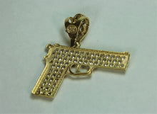 Load image into Gallery viewer, 10k cubic studded gun hollow pendant