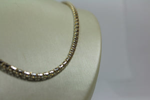 Hollowed 10k 2 tone box chain with design cuts. 3.1mm wide 26”