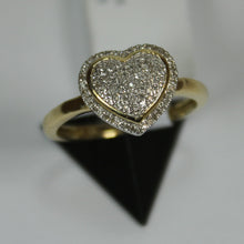 Load image into Gallery viewer, 10k Yellow diamond cluster heart ring
