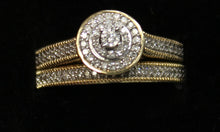 Load image into Gallery viewer, R0053: 10k diamond wedding 0.20ct total weight set with halo and milgrain design.