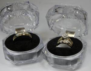 R0065: 10k 3 set wedding rings. 0.48ct total diamond weights.