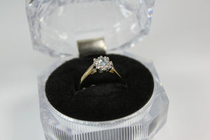 10k ladies colour stone ring with genuine 8x5 oval Aquamarine center stone and 0.06ct diamond.