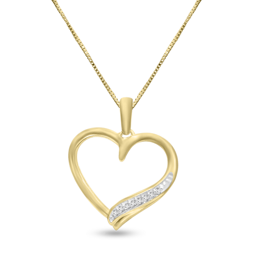 FS1016: 10k 0.05 ct TW  diamond heart pendant with box chain