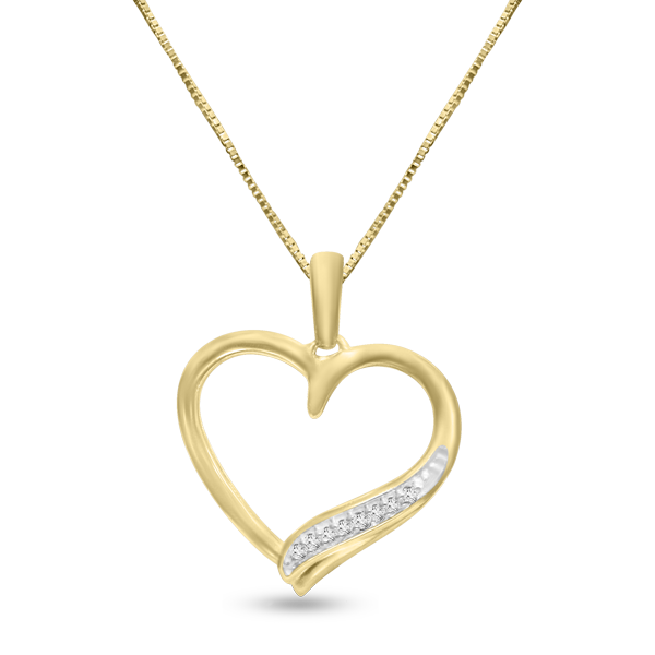 FS1016: 10k 0.05 ct TW  diamond heart pendant with box chain