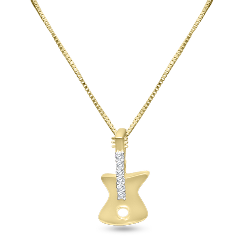 10k 0.05 ct TW diamond guitar pendant with box chain