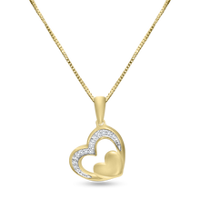 Load image into Gallery viewer, 10k gold 0.03 ct TW diamond heart pendant with box chain