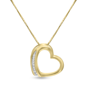 FS1017: 10k 0.03 ct TW diamond heart pendant with box chain