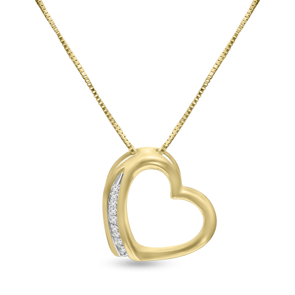 FS1017: 10k 0.03 ct TW diamond heart pendant with box chain