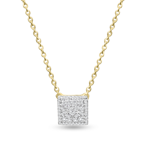 10k 0.26ct TW diamond cushion pave pendant with rolo chain!