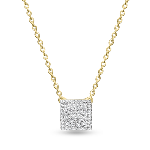 10k 0.26ct TW diamond cushion pave pendant with rolo chain!