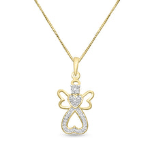 Load image into Gallery viewer, 10k gold 0.011 ct TW diamond guardian angel pendant with box chain