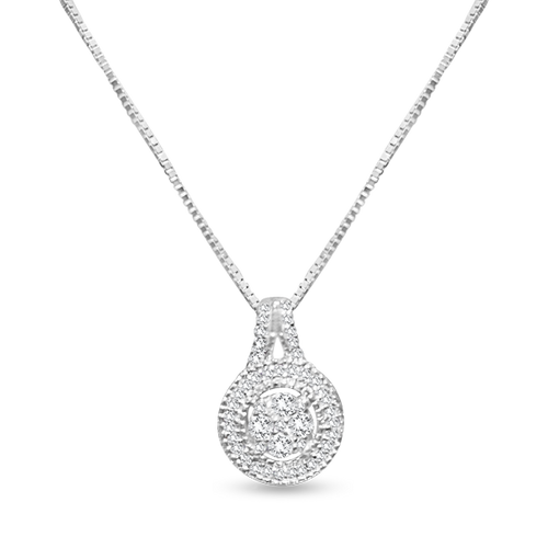 10k 0.20 ct TW diamond milgrain halo pendant with box chain