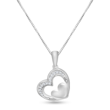 Load image into Gallery viewer, 10k gold 0.03 ct TW diamond heart pendant with box chain