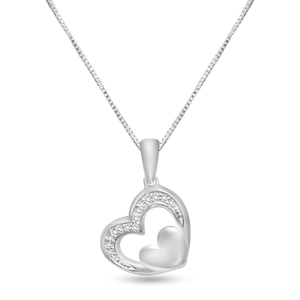10k gold 0.03 ct TW diamond heart pendant with box chain