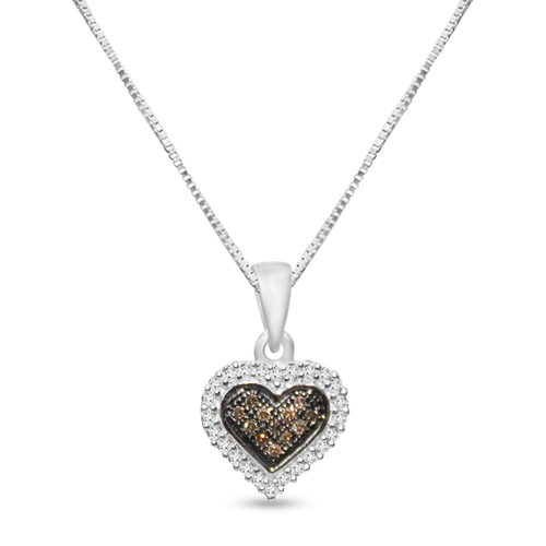 FS1014: 10k 0.10 ct TW white gold with chocolate diamond with box chain
