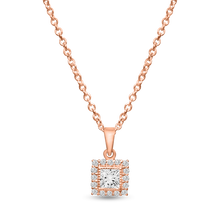 Load image into Gallery viewer, Princess halo pendant with Cubic Zirconia