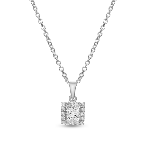 Princess halo pendant with Cubic Zirconia