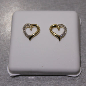 0.10ct Diamond Screw back heart Earrings