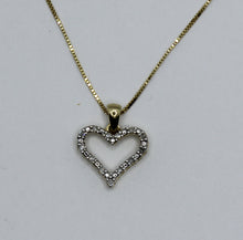 Load image into Gallery viewer, 10k 0.09 ct TW diamond heart pendant with 18&quot; box chain