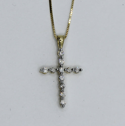 14k yellow gold 0.25 ct TW diamond cross pendant with 18
