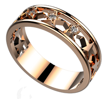 Load image into Gallery viewer, MD1009: Wide Star Design Band with accent stones