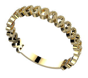 MD1020: Heart Eternity Ring with Milgrain - Stackable with sizing bar