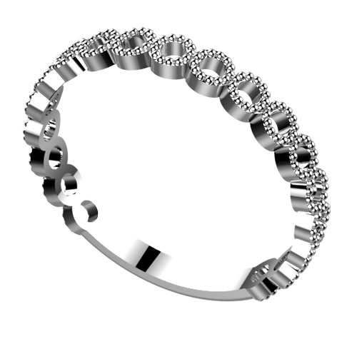 MD1021: Round Eternity Ring with Milgrain - Stackable with sizing bar