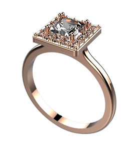 RR-289: Halo engagement ring with Swarovski zirconia