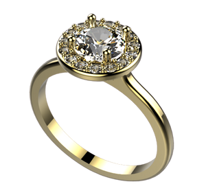 RR-285: Halo engagement ring with Swarovski zirconia