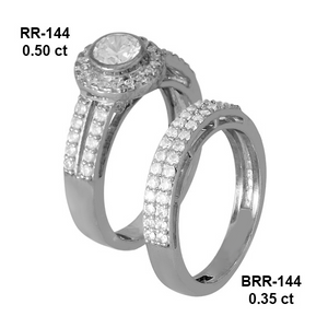 RR-144 & BRR-144: Double Row Swarovski Zirconia Wedding Set (2pcs)