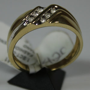 R0521: 10k two tone men's wedding band with 0.12ct of diamond