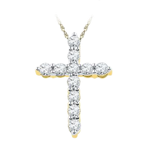 Load image into Gallery viewer, 10k yellow gold 0.17 ct TW diamond cross pendant with box or singapoor chain