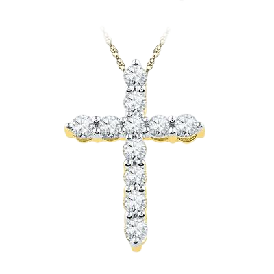 10k yellow gold 0.17 ct TW diamond cross pendant with box or singapoor chain
