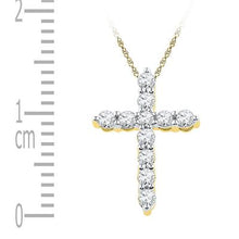 Load image into Gallery viewer, 10k yellow gold 0.17 ct TW diamond cross pendant with box or singapoor chain