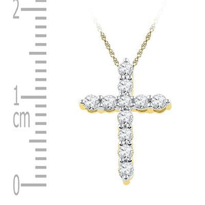 10k yellow gold 0.17 ct TW diamond cross pendant with box or singapoor chain