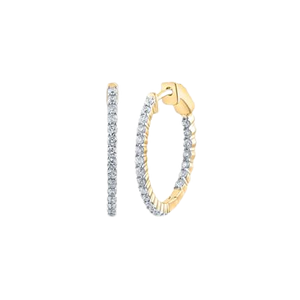 10k Gold Single Row Diamond 0.50 ct Hoop earring