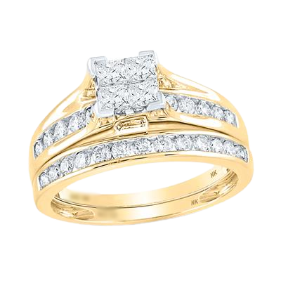 R059200: 14k ladies wedding set (2PCS) 1.00ct diamond
