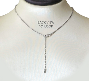 Back of the adjustable necklace, at 16 inch loop