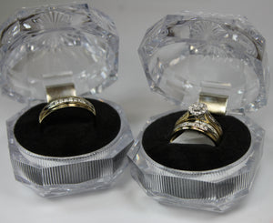 R0065: 10k 3 set wedding rings. 0.60ct total diamond weights.