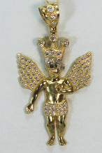 Load image into Gallery viewer, 10k Classy 2 tone Angel with crown and cubic zirconia