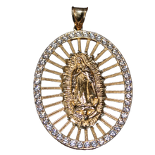 Load image into Gallery viewer, 10k Mother Mary Pendant with Cubic Zirconia border.