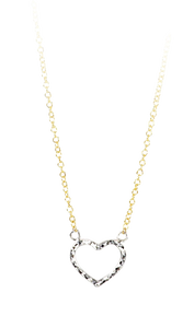 10k 2 tone Diamond cut heart pendant with adjustable 18" Rolo chain