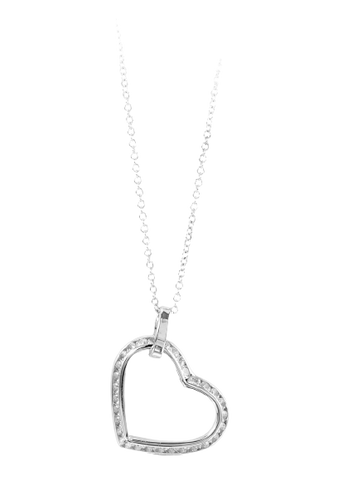 10k White Gold Swarovski Zirconia heart pendant with adjustable 18
